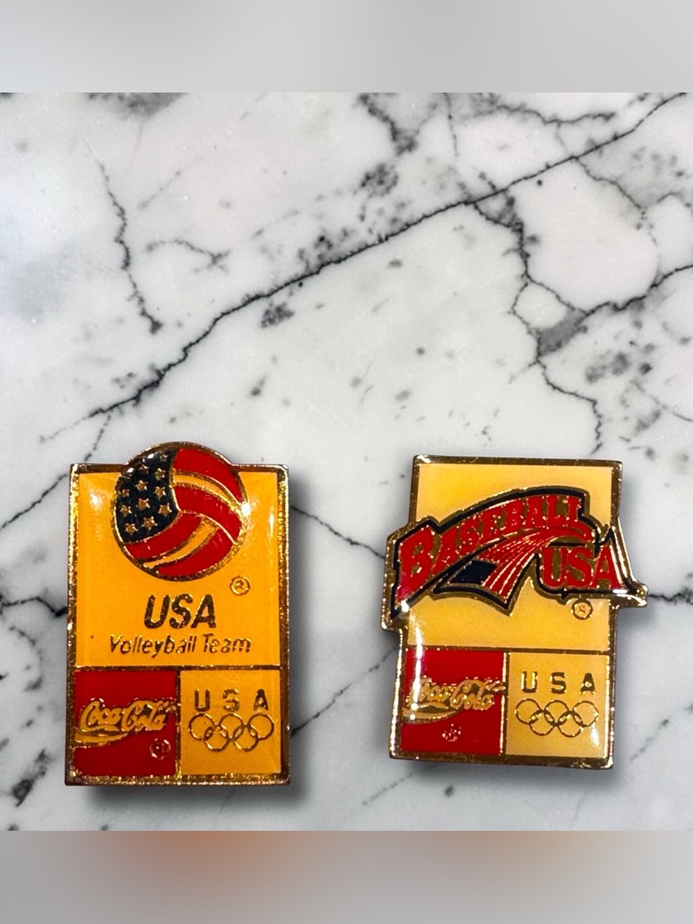 Vintage USA Olympics  Volleyball & Baseball Collectible Pins -